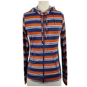 Krimson Klover Keira Full Zip Hoodie Blue Orange Stripe Size XS